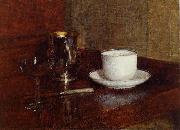 Henri Fantin-Latour Still Life Glass, Silver Goblet and Cup of Champagne oil painting reproduction